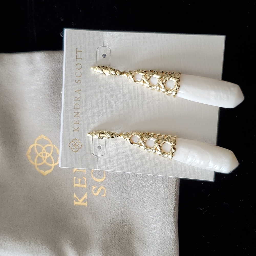 Kendra Scott White Natalie Linear Earrings